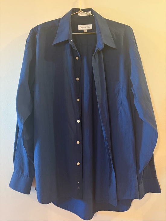 Dior Other - Vintage Christian Dior Monsieur Blue Striped Dress Shirt, Sz 15.5